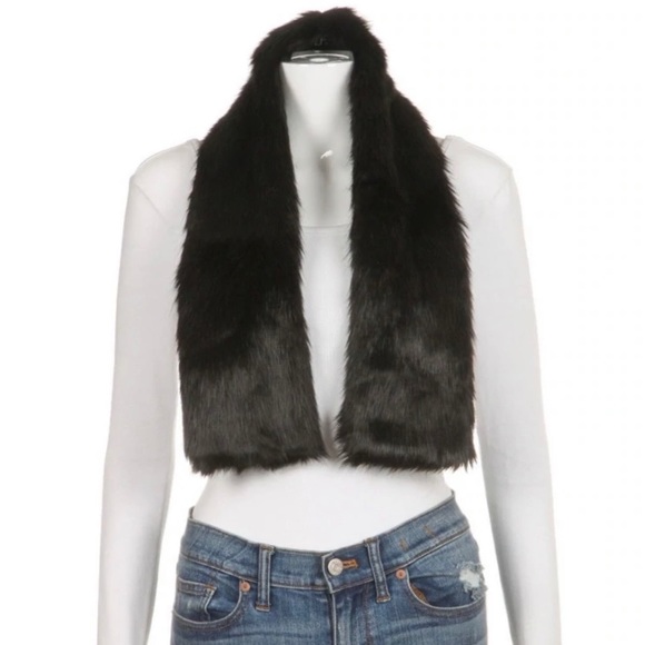 UNREAL FUR Black Stole Faux Fur Wrap Scarf - Picture 8 of 14